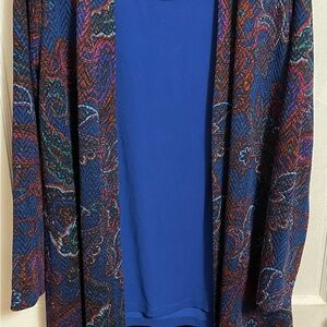 Susan Graver Blue and Multicolor Paisley Top